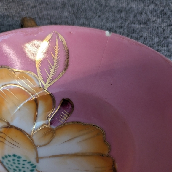 3/$30 | Trimont Pink and Orange Floral Cup& Saucer Set, Made in Occupied Japan - Picture 3 of 6